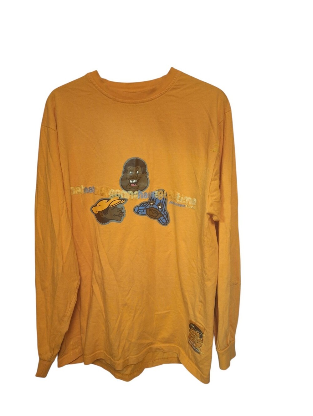 Platinum FUBU Fat Albert Tee Orange Shirt Long Sleeve Size Medium nah nah nah